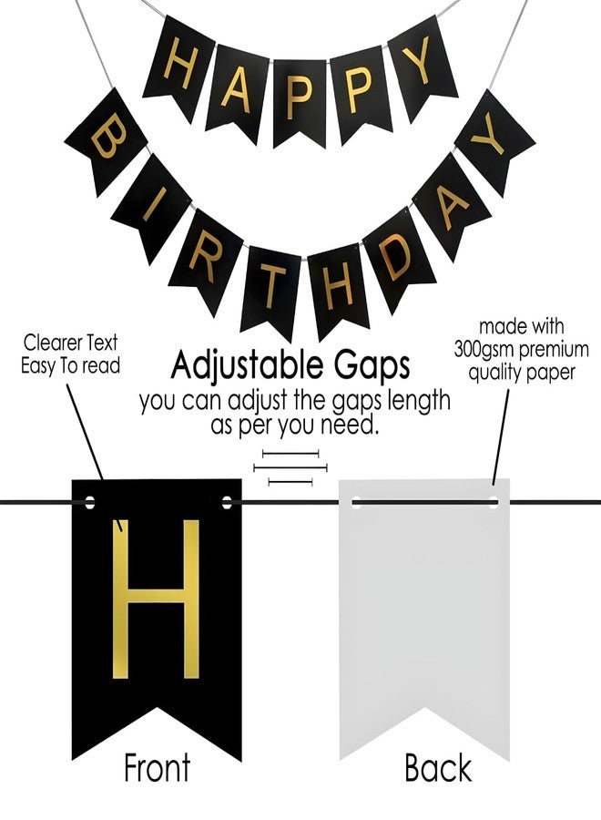 Hemito Rubber Birthday Decoration Kit 69 Pieces - Gold Black Balloons With Birthday Banner, Glue Dot, Arc, Confetti Balloons with Balloon Pump for Boys Kids Baby Birthday Decoration Items - Image 5